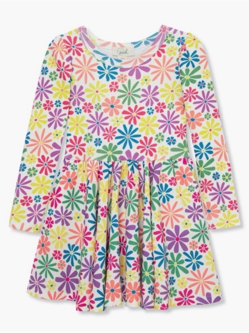 Peek Girls Long Sleeve  Daisy Floral Twirl Dress Size 8 Nordstrom